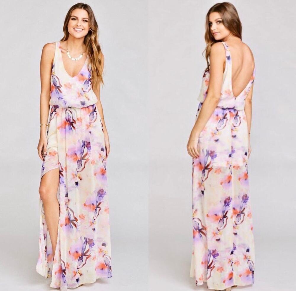 Show Me Your Mumu Floral Kendall Slit Maxi Dress Women Medium Weddings Prom